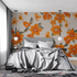 Tapete mit orangefarbenen Blumen | Wandtapete