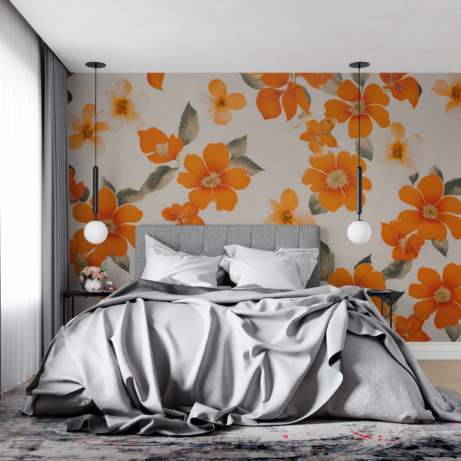 Orange Flower Wallpaper | Murals Wallpaper
