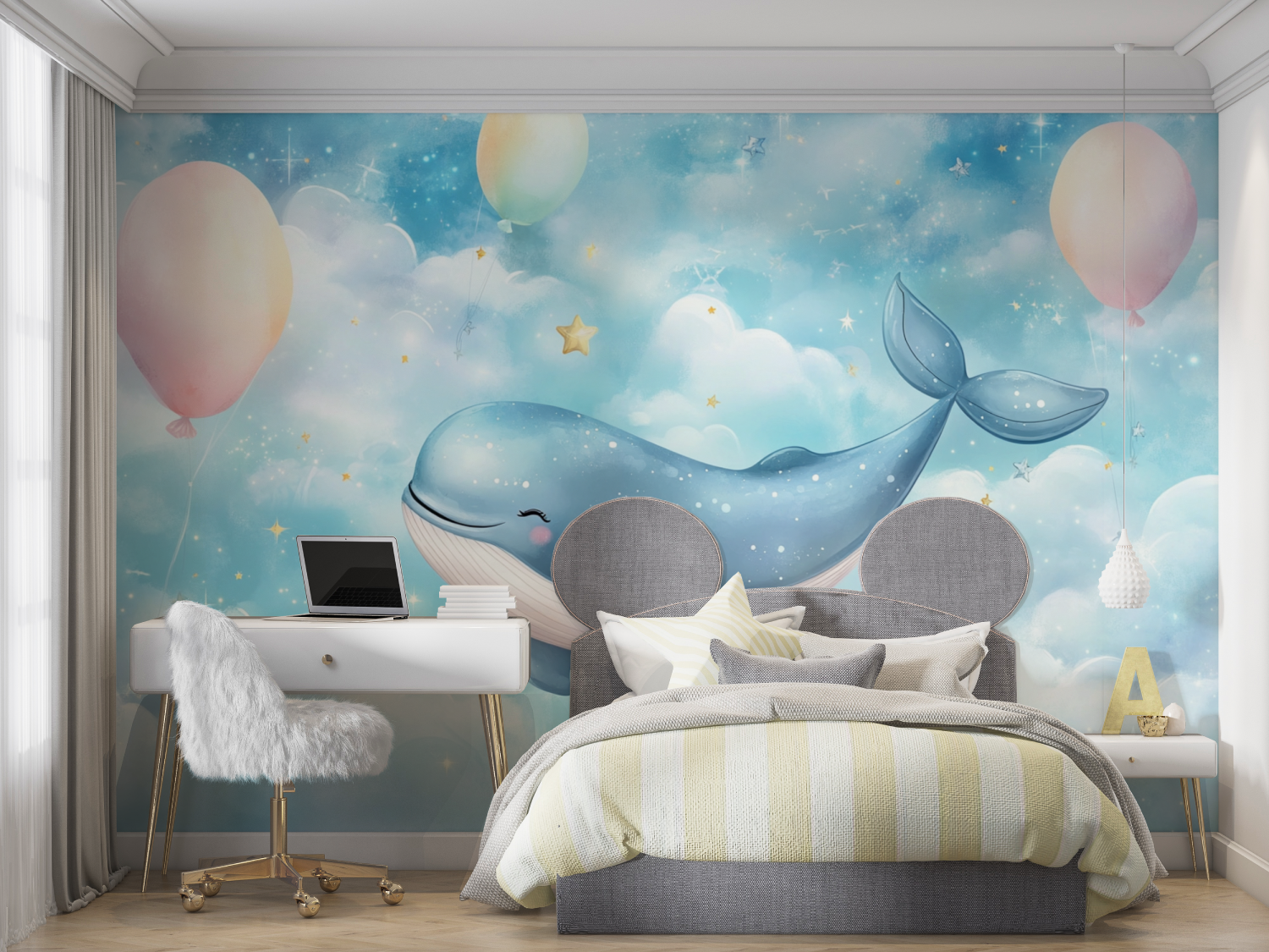 Whale-Themed Cloud Marine Wallpaper | Murals Wallpaper