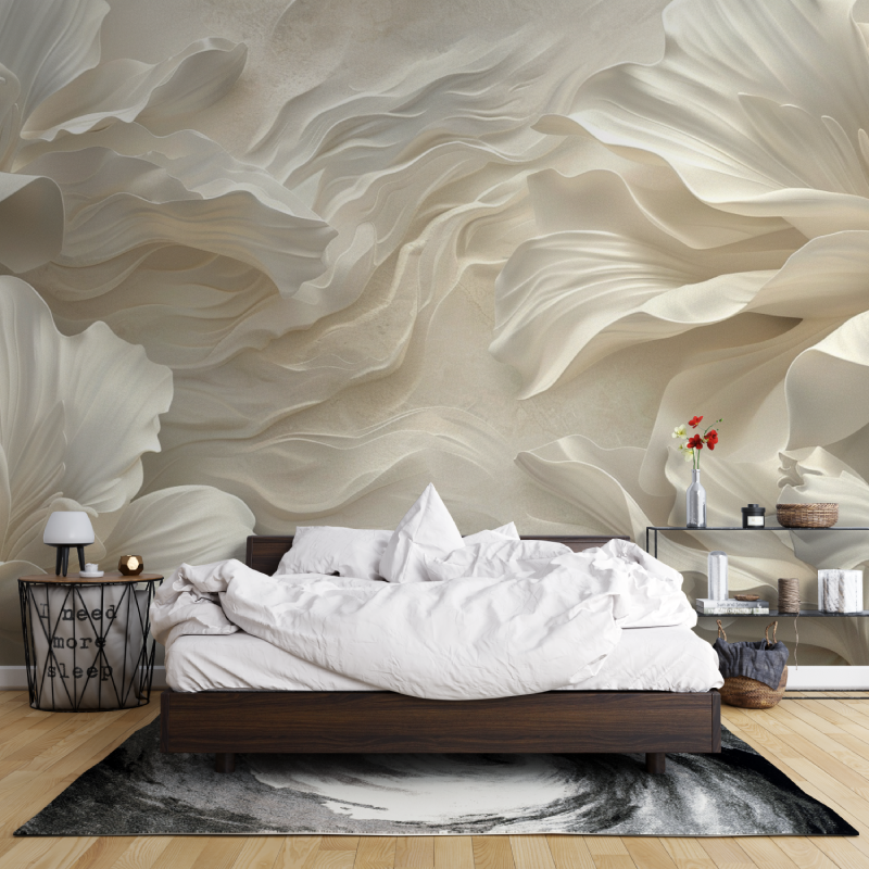 White Flower 3D Wallpaper | Murals Wallpaper
