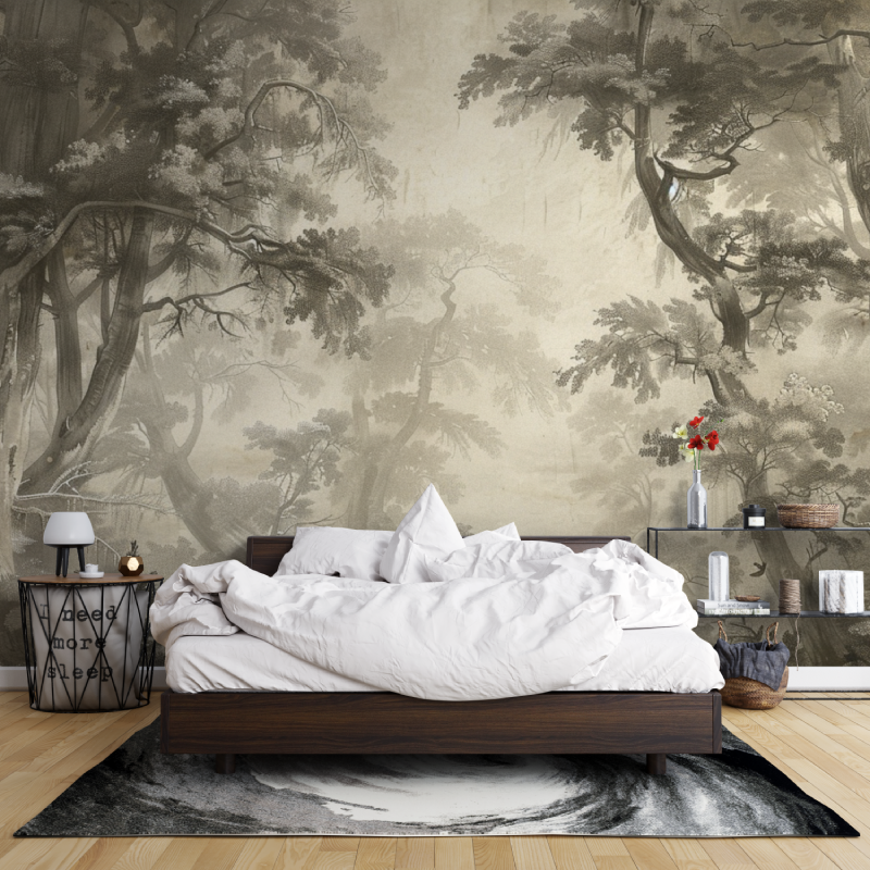 Sepia Forest Wallpaper | Murals Wallpaper