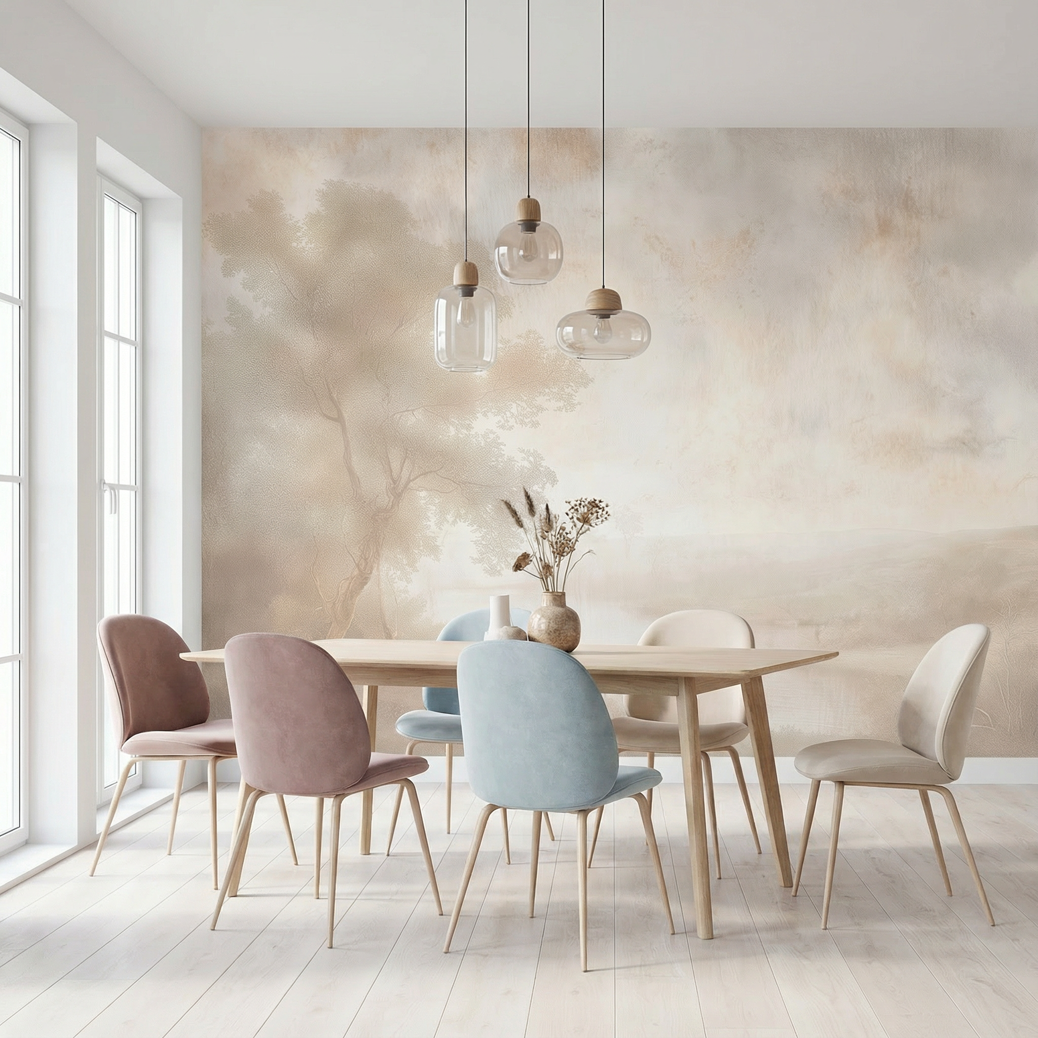 Vintage Landscape Toile Mural Wallpaper