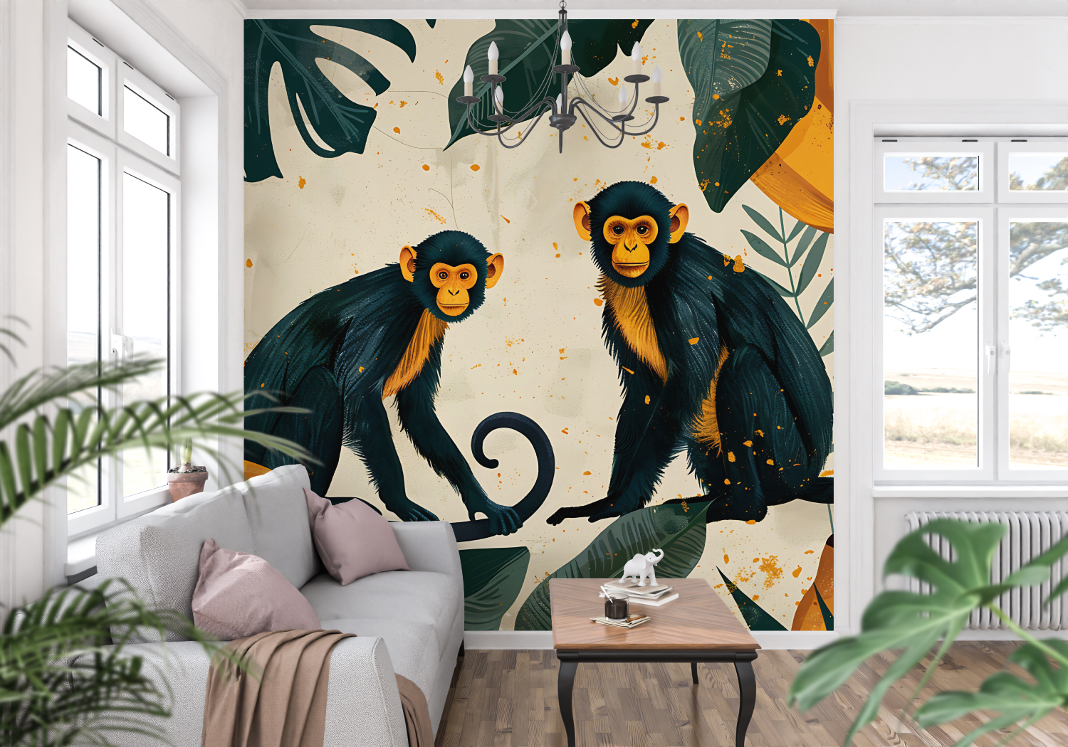 Orange Monkey Wallpaper | Murals Wallpaper
