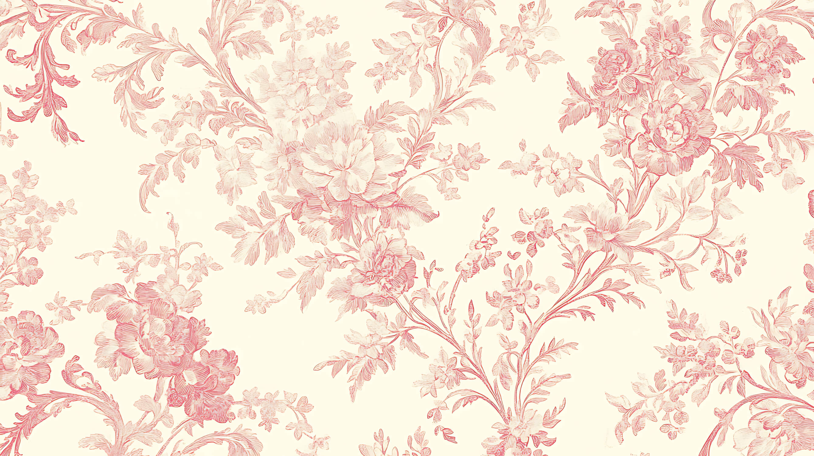 Toile de Jouy Red Floral Wallpaper | Murals Wallpaper
