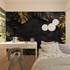Black and Gold Leaf Mural Wallpaper for Teens | Murals Wallpaper