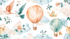 Tapete mit Heißluftballon und exotischen Vögeln | Wandbildtapete