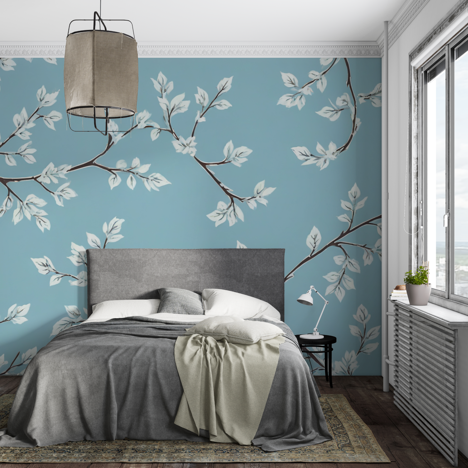 Gray and Blue Wallpaper | Murals Wallpaper