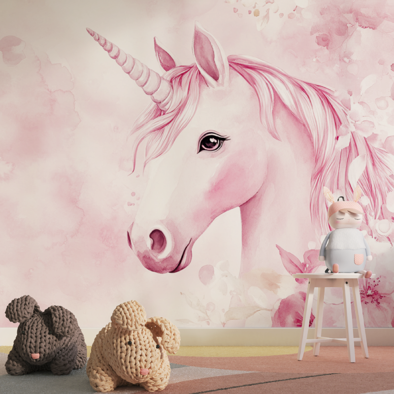 Unicorn Theme Pink Bedroom Wallpaper | Murals Wallpaper