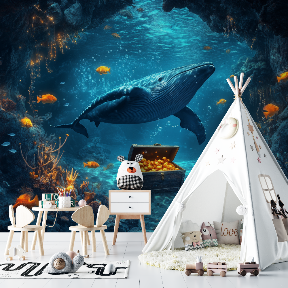 Whale and Hidden Treasure Marine Wallpaper | Murals Wallpaper
