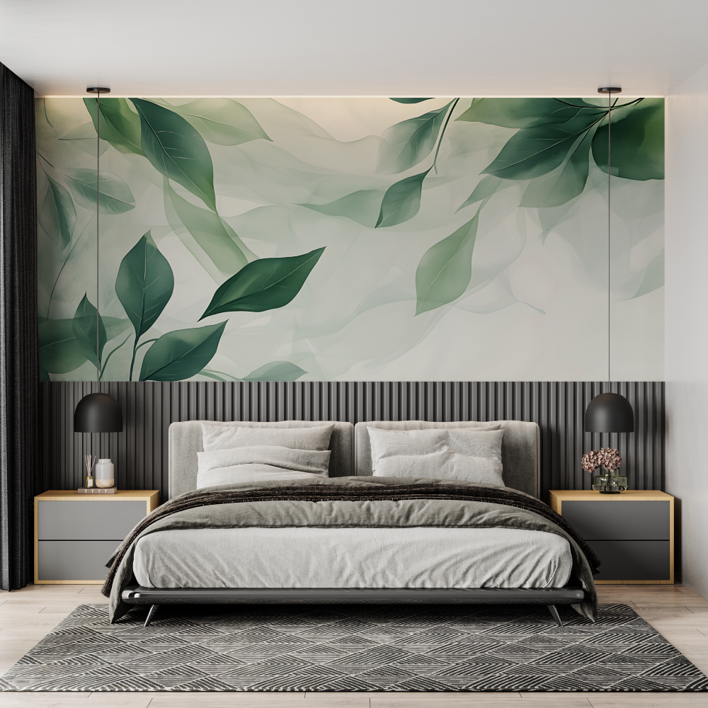 Watercolor Green Leaves Wallpaper | Murals Wallpaper