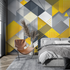 Yellow and Gray Patterned Wallpaper | Murals Wallpaper