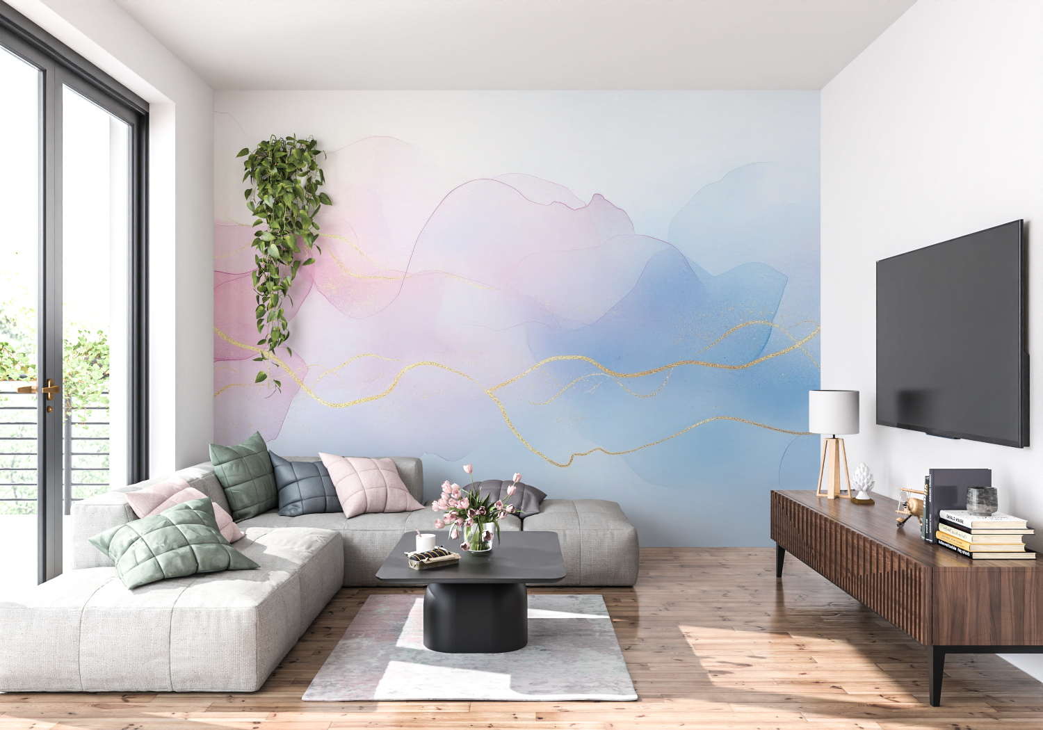 Watercolor Rose Gold Wallpaper | Murals Wallpaper