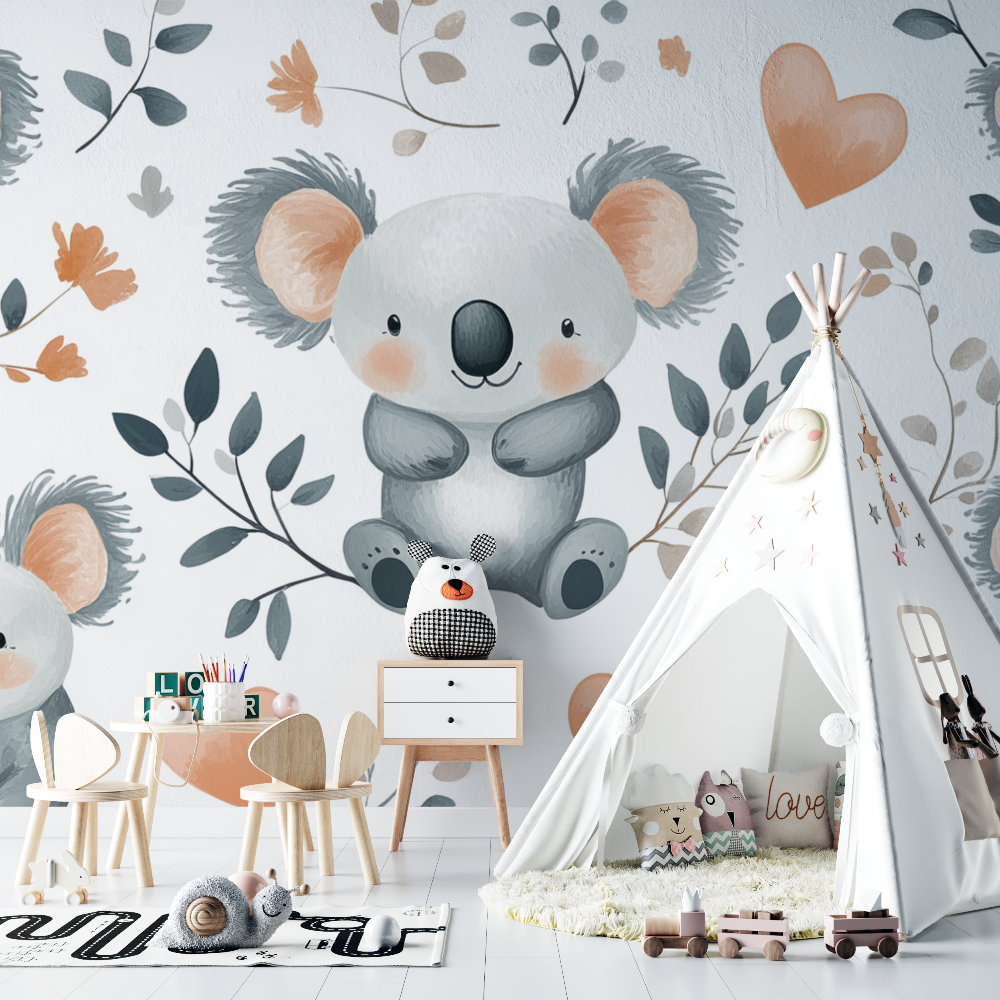 Koala and Little Hearts Wallpaper | Murals Wallpaper