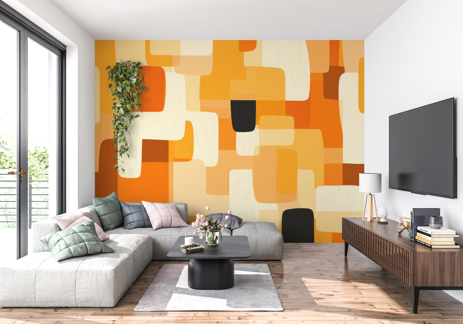 Graphic Orange Wallpaper | Murals Wallpaper