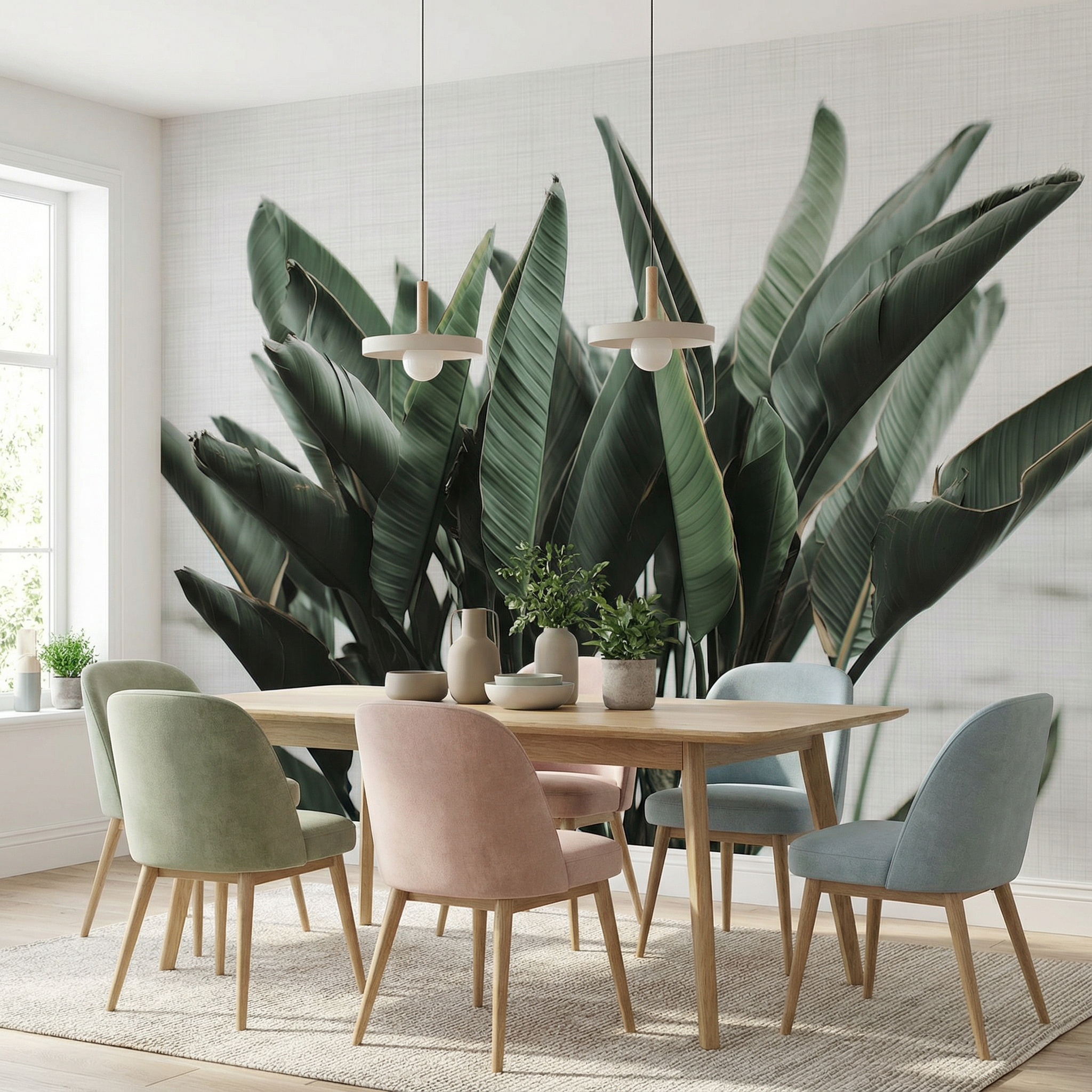 Verdant Banana Leaves Mural Wallpaper