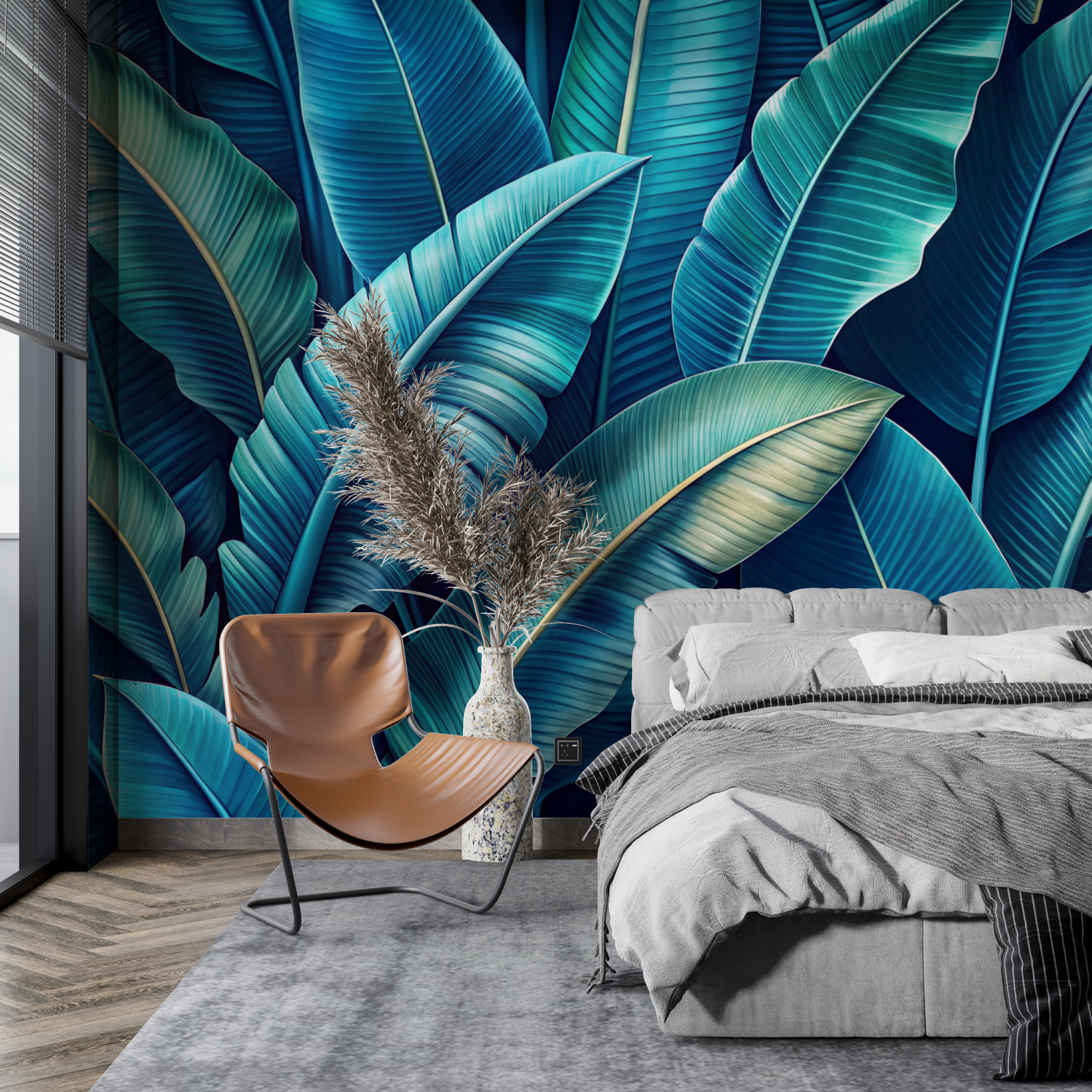 Blue Green Leaf Wallpaper | Murals Wallpaper