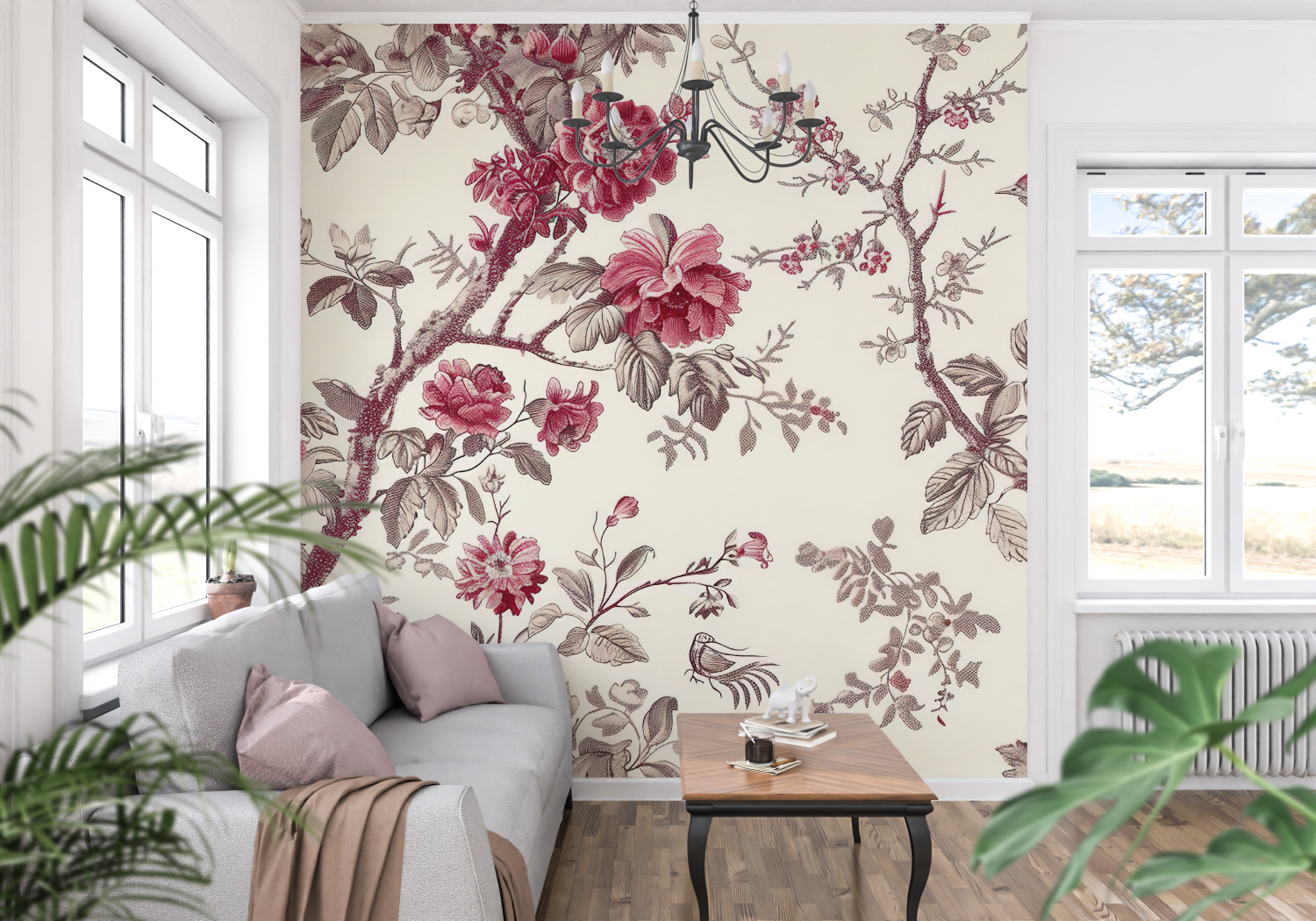 Pink Tree Print Wallpaper | Murals Wallpaper