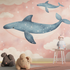 Classic Girl Wallpaper Pink Clouds and Whale | Murals Wallpaper