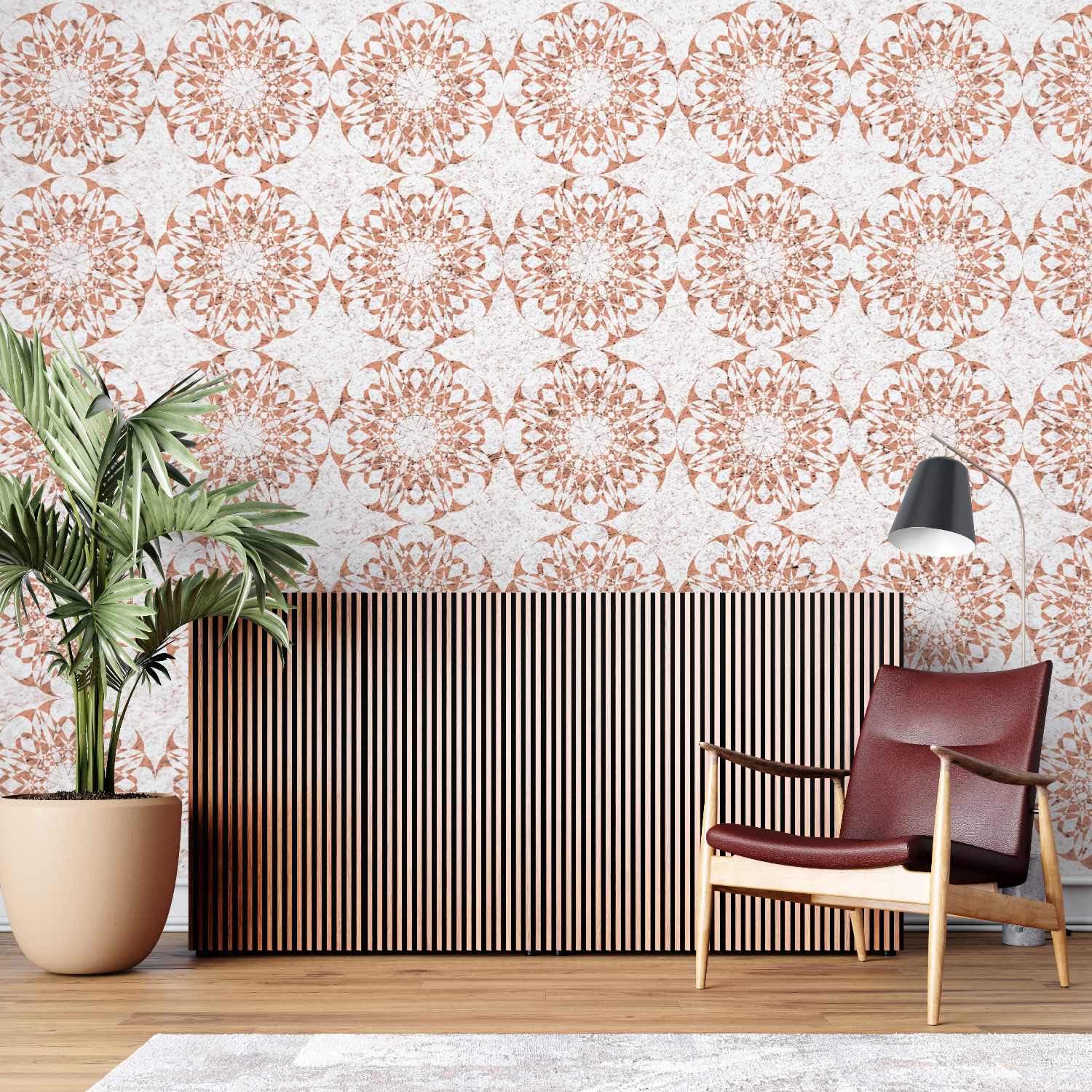 White and Red Pattern Wallpaper | Murals Wallpaper