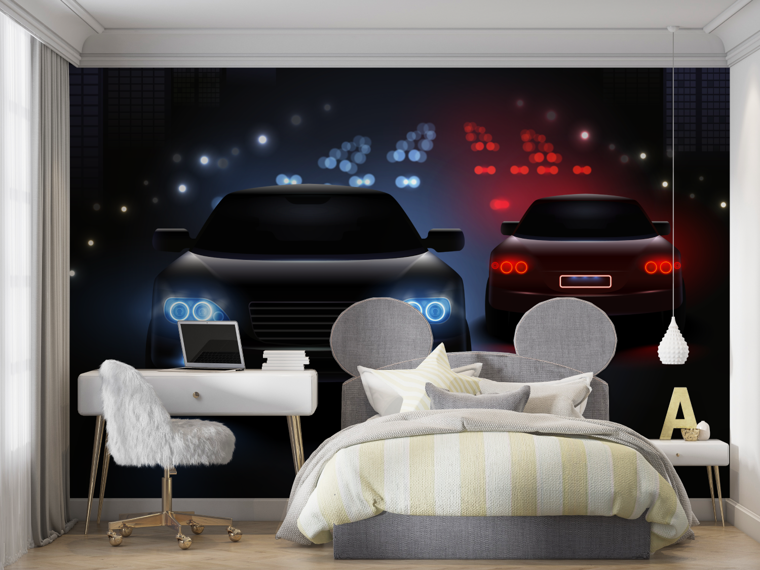 Red Blue Car Wallpaper for Boys' Room | Murals Wallpaper