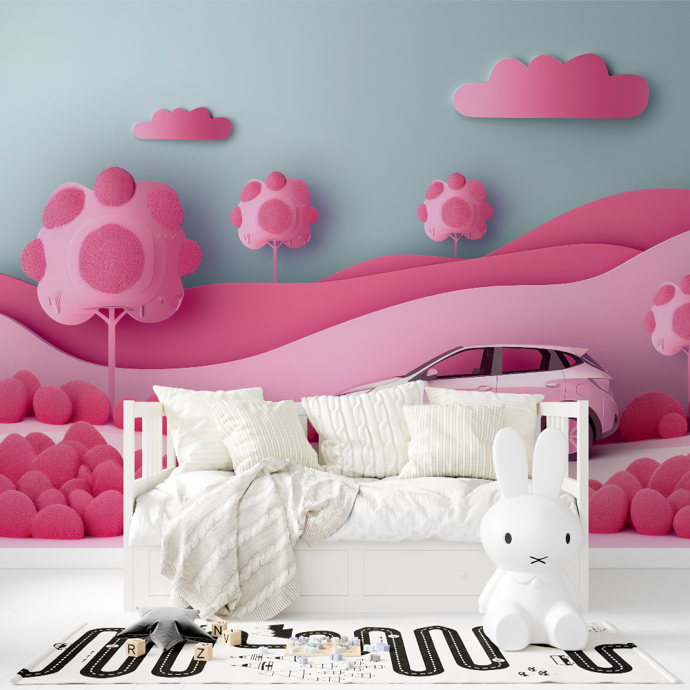 3D Wallpaper for Girls' Car Room | Murals Wallpaper