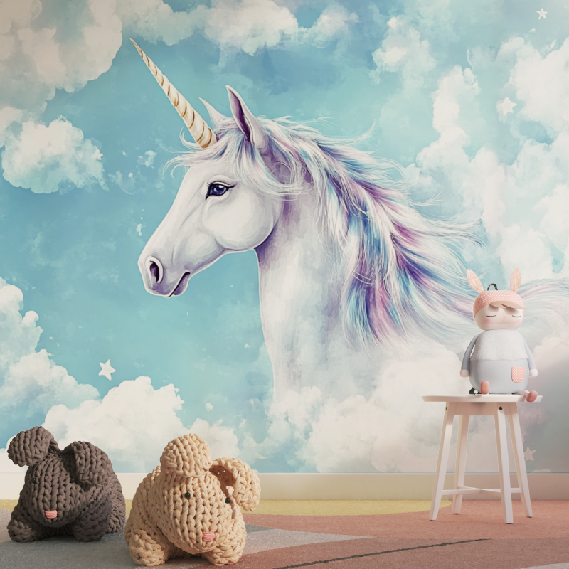 Blue Sky Unicorn Wallpaper | Murals Wallpaper