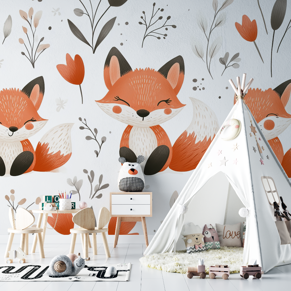 Floral Fox Wallpaper | Murals Wallpaper