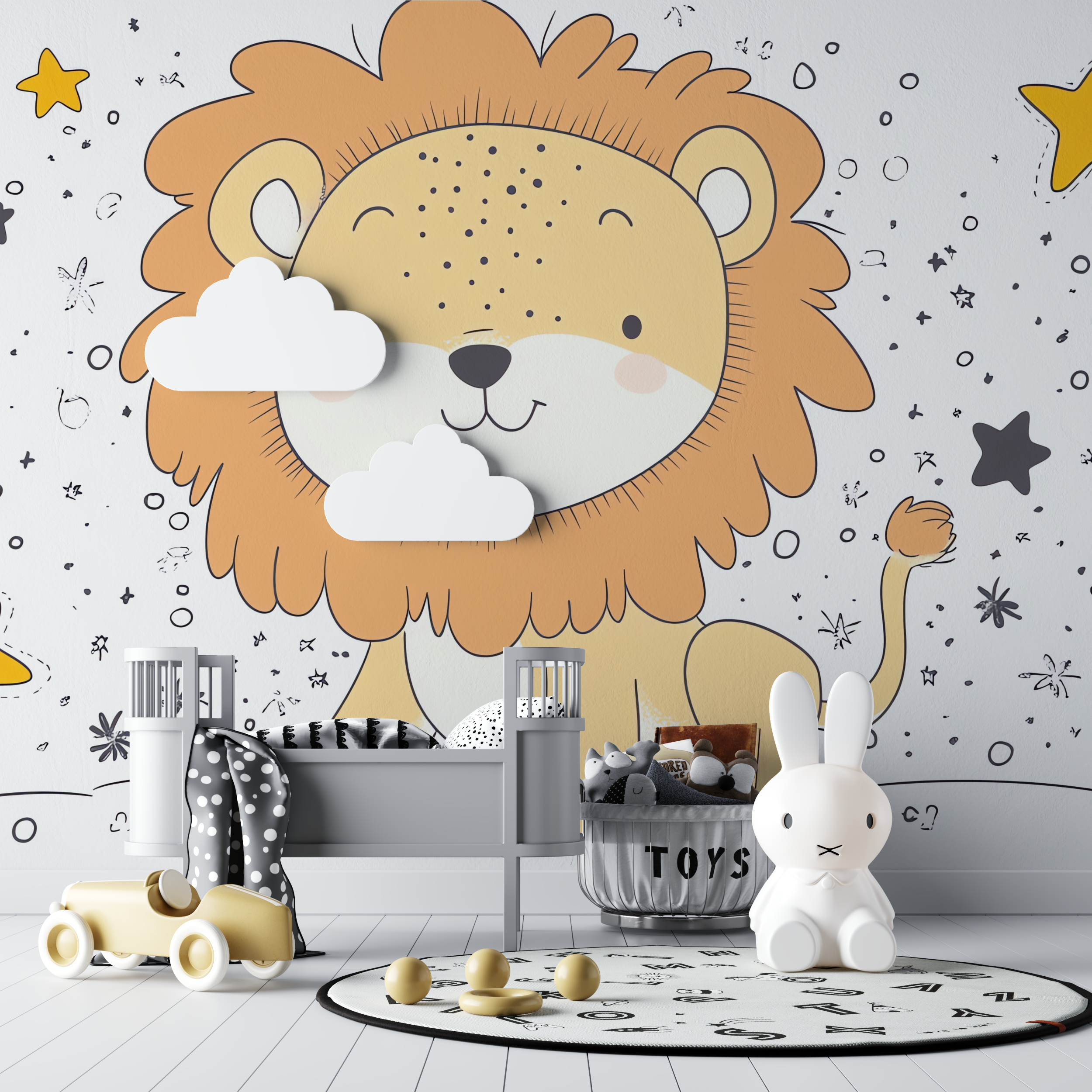 Lion and Stars Wallpaper | Murals Wallpaper
