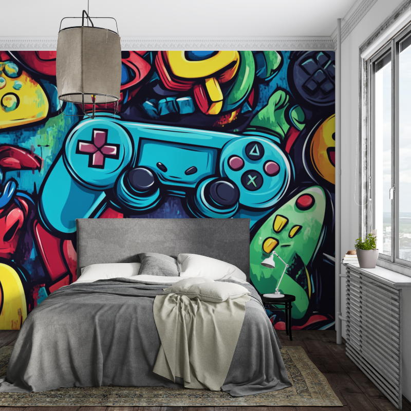 Classic Boy Video Game Graffiti Wallpaper | Murals Wallpaper