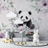 Panda and Delicate Flowers Wallpaper | Murals Wallpaper