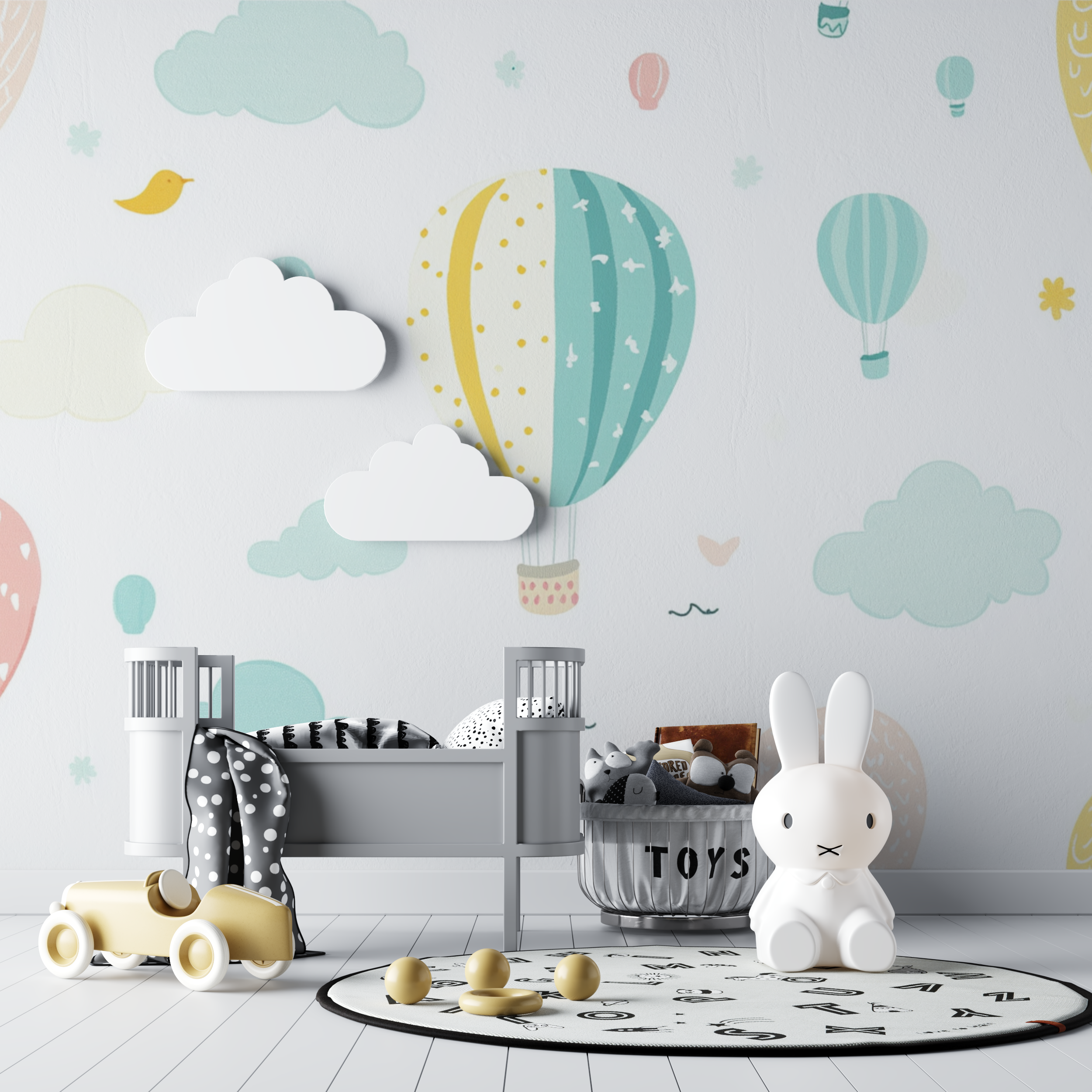 Hot Air Balloon and Colorful Balloons Wallpaper | Murals Wallpaper
