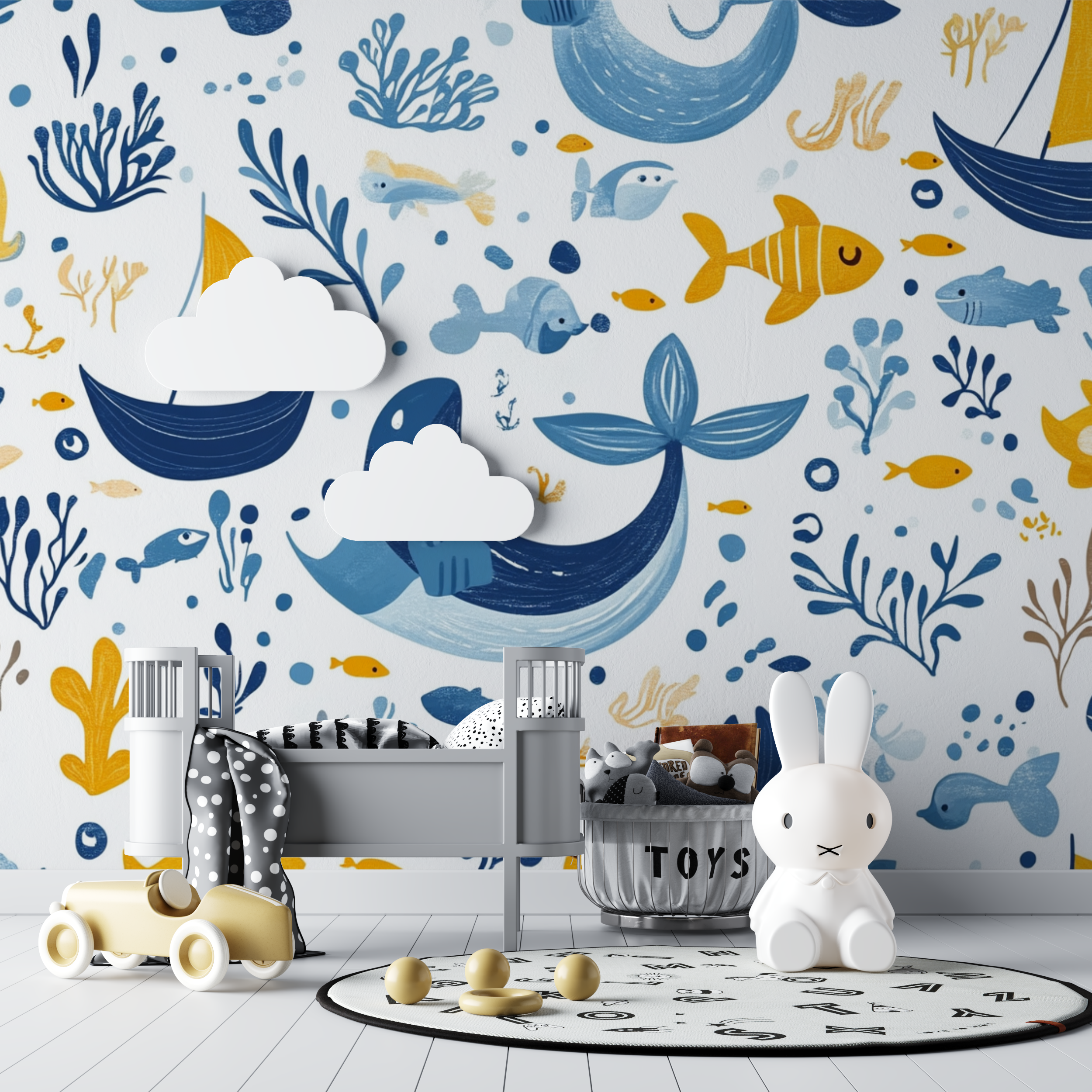 Maritimes Baby-Tipi aus Papier im Marin-Stil