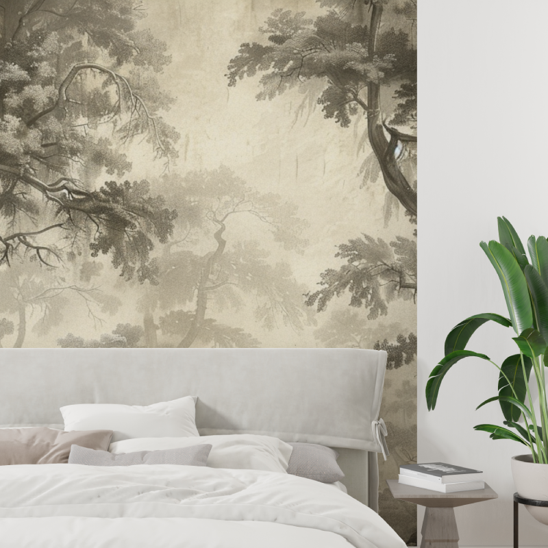 Sepia Forest Wallpaper | Murals Wallpaper