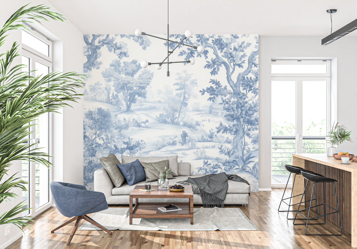 Blue Forest Toile Wallpaper | Murals Wallpaper