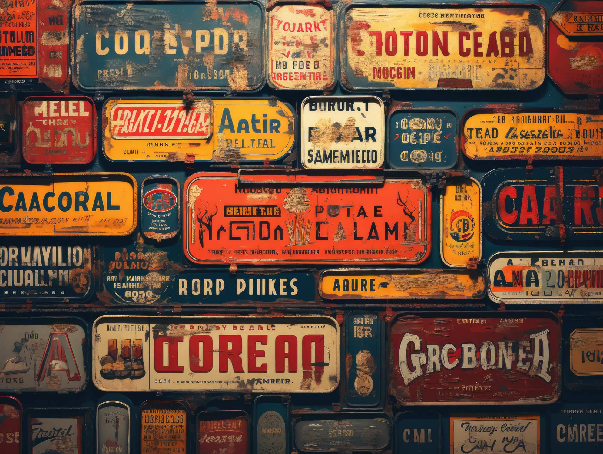 Vintage Car Plate Wallpaper | Murals Wallpaper