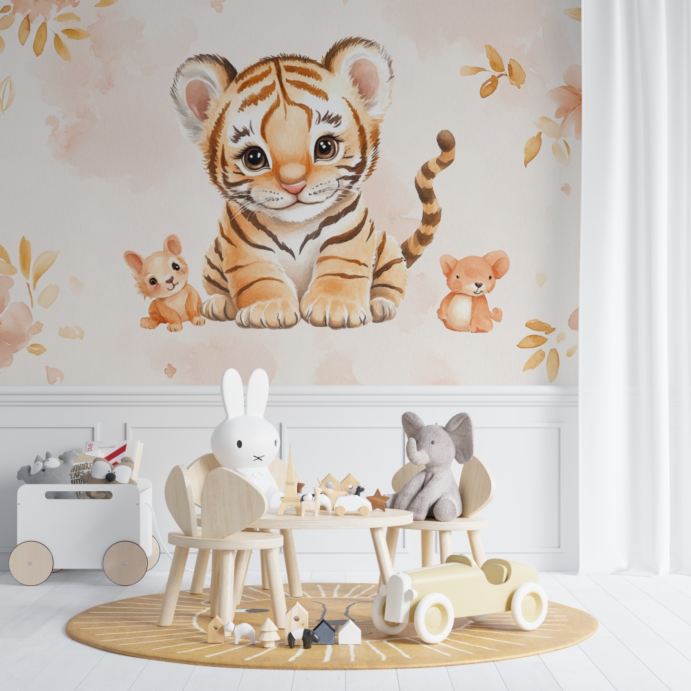 Tiger and Cute Animals Wallpaper | Murals Wallpaper