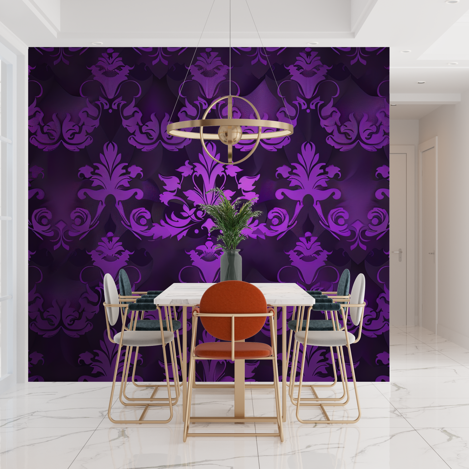 Baroque Purple Black Wallpaper | Murals Wallpaper