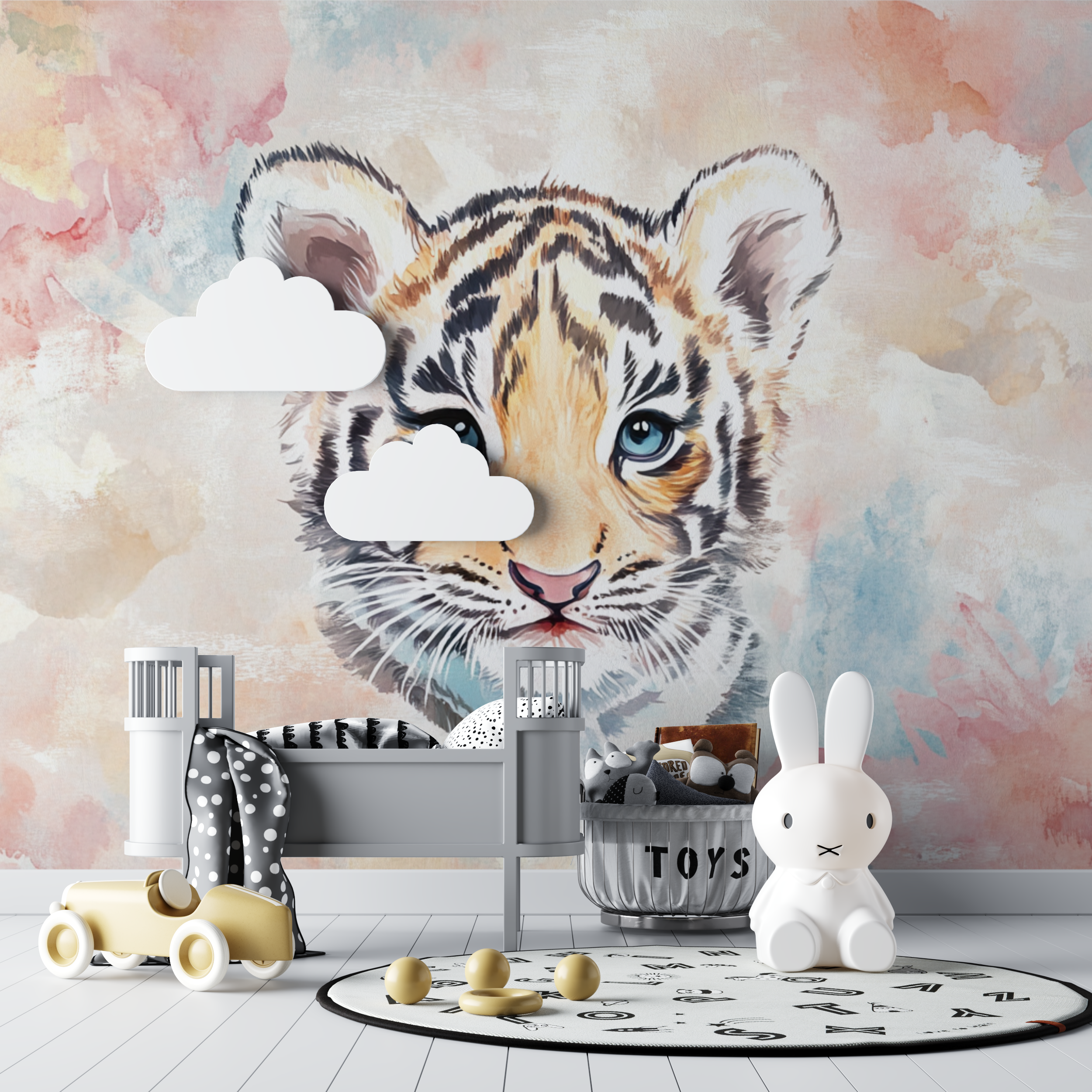 Tiger and Pastel Colors Wallpaper | Murals Wallpaper