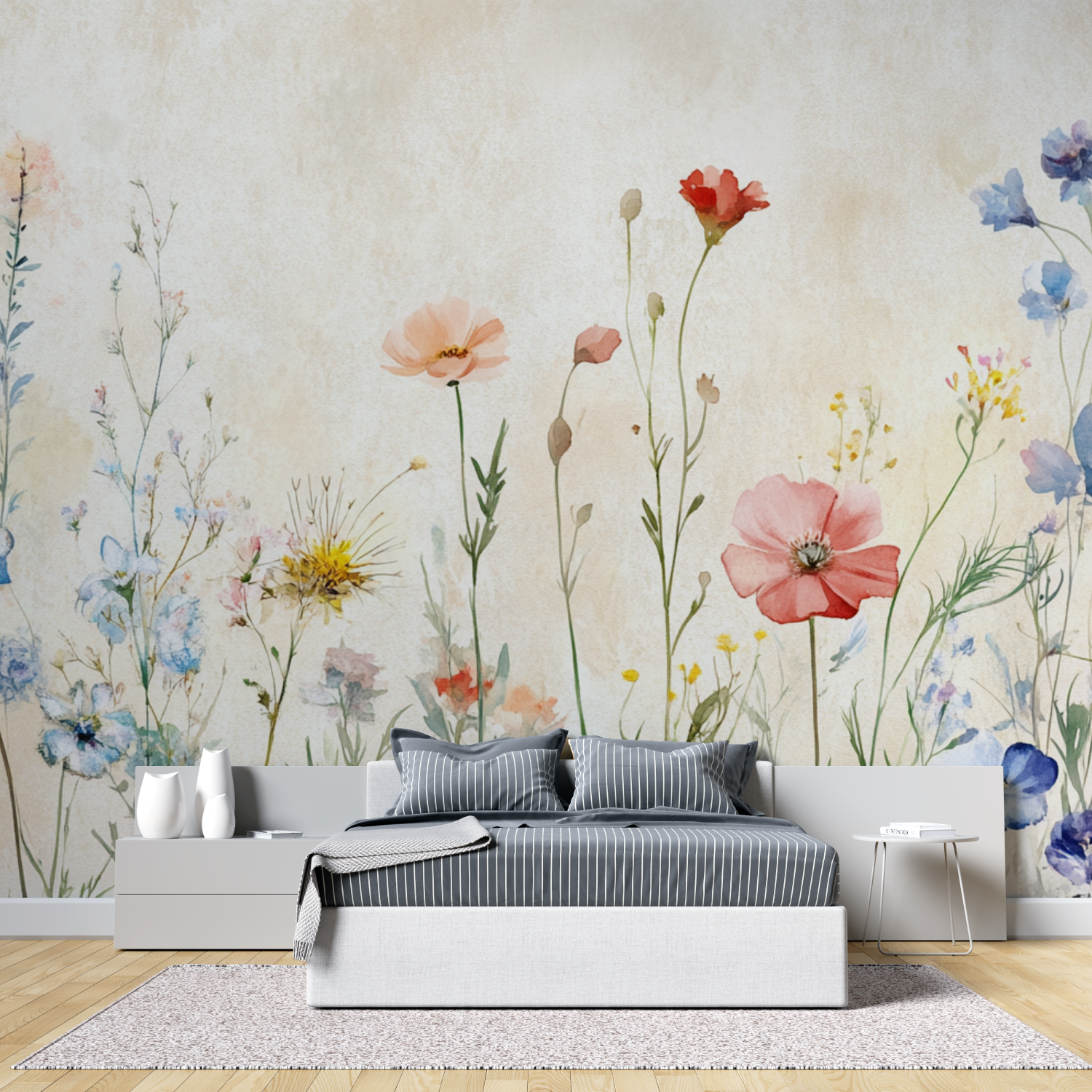Watercolor Flowers and Herbs Wallpaper | Murals Wallpaper