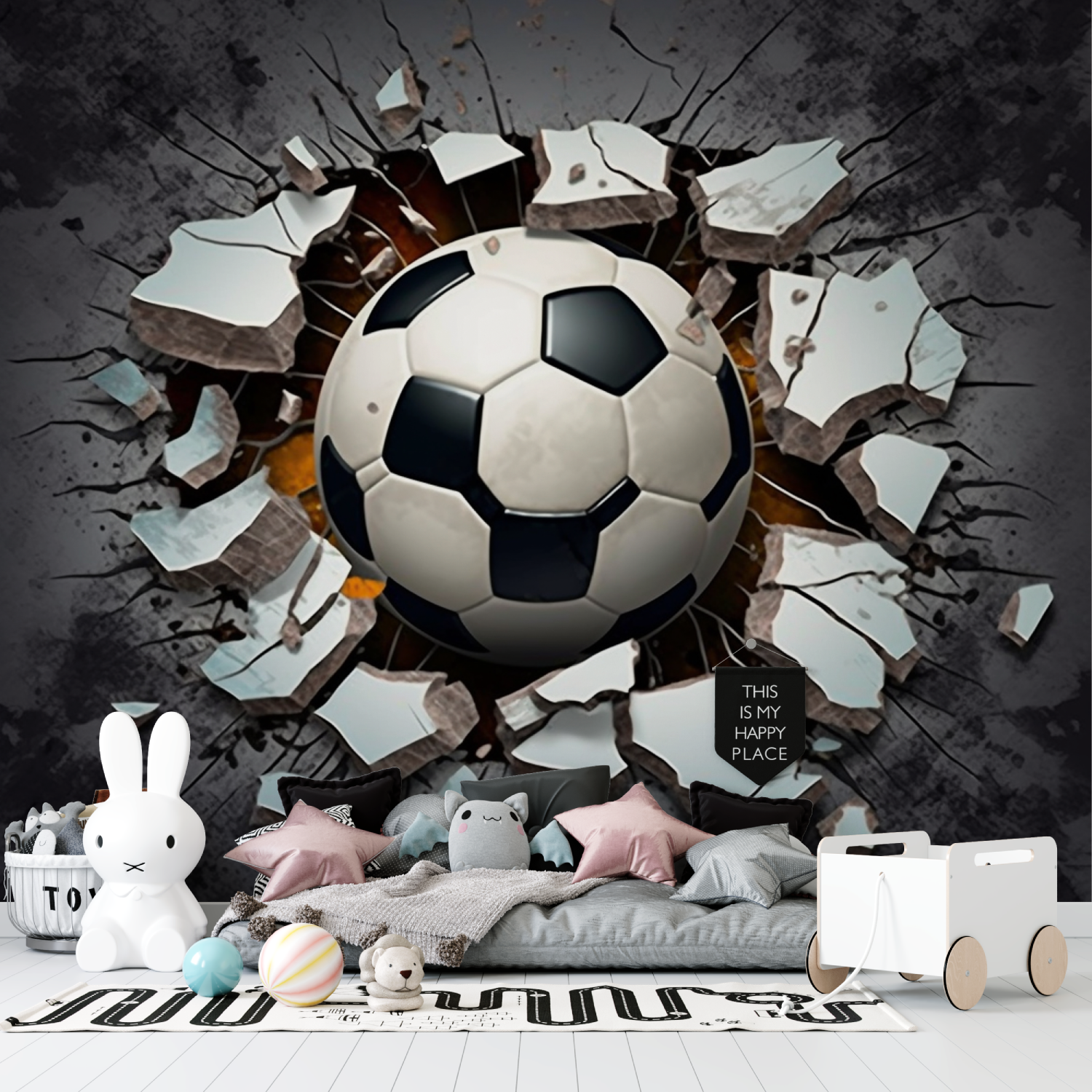 3D Black Soccer Wallpaper | Murals Wallpaper