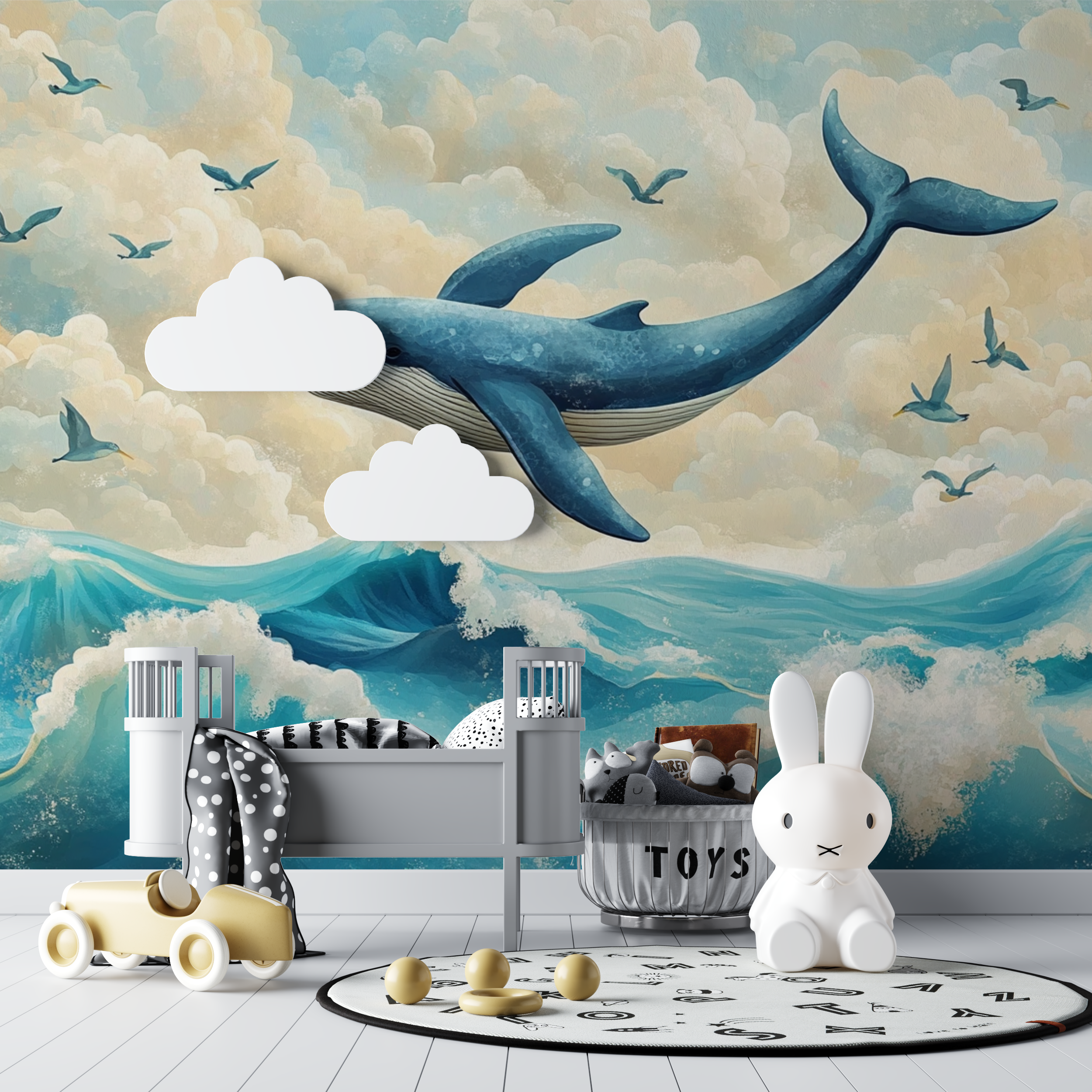 Marine Landscape and Whale Wallpaper | Murals Wallpaper