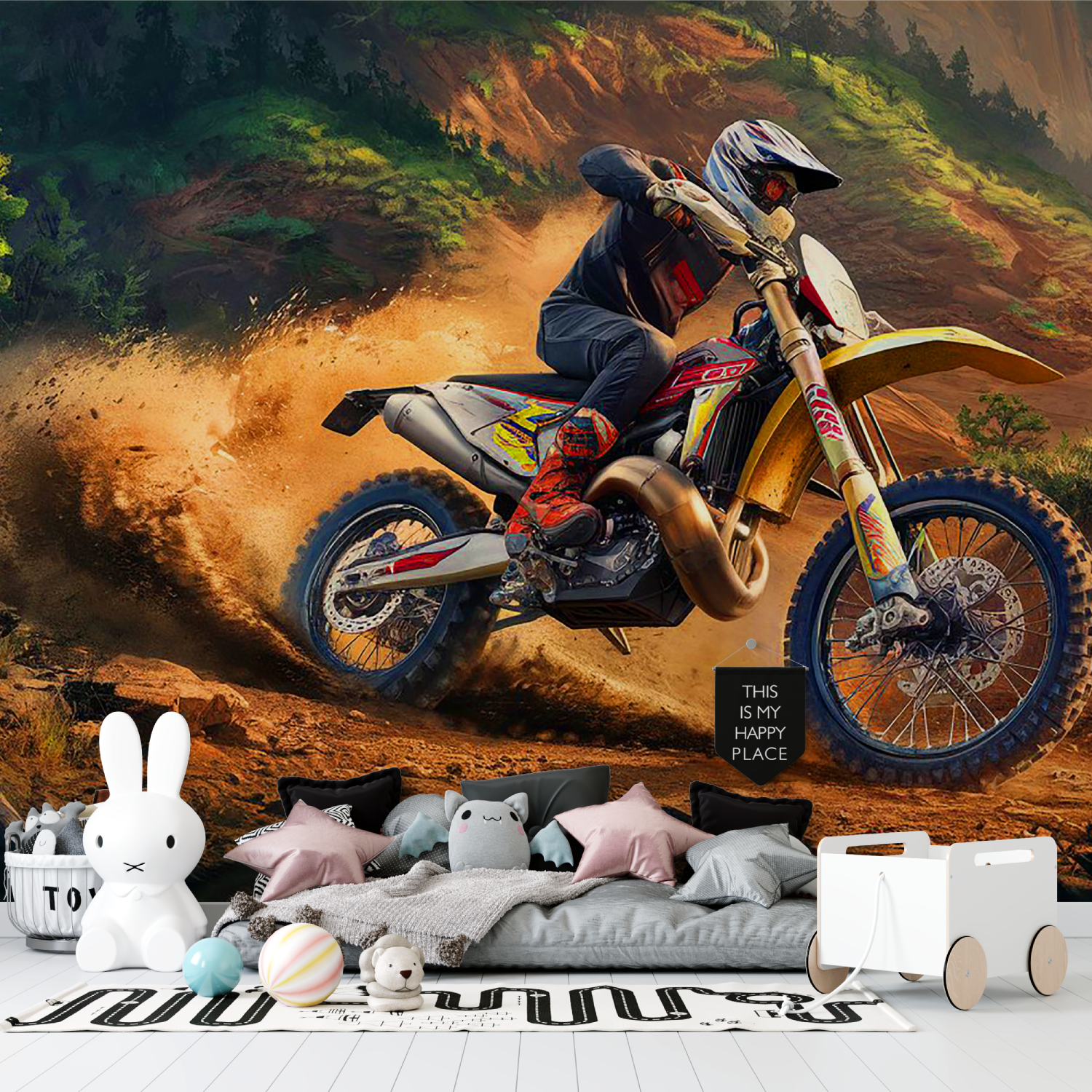 Tapete Garcon Moto Drift Tapisserie Garcon