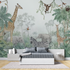 Aquarel jungle animals mural wallpaper tete de lit