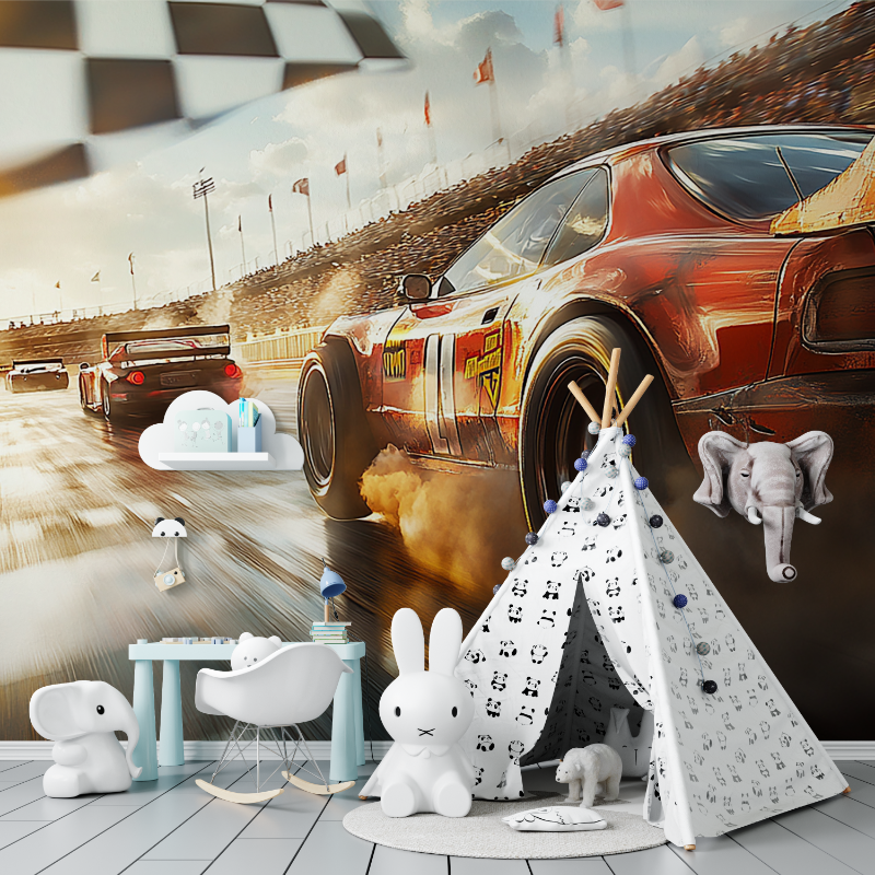 Papier-peint voiture de course tapisserie murs