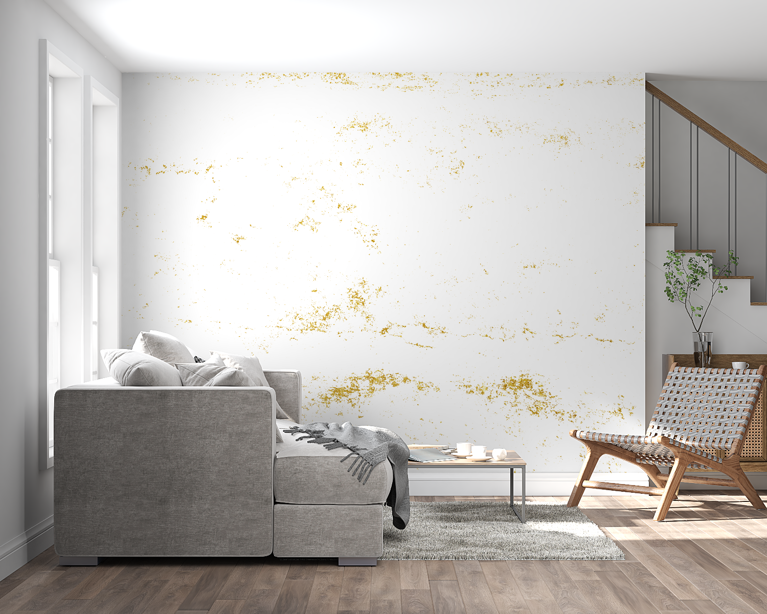 Gold Glitter White Wallpaper | Murals Wallpaper