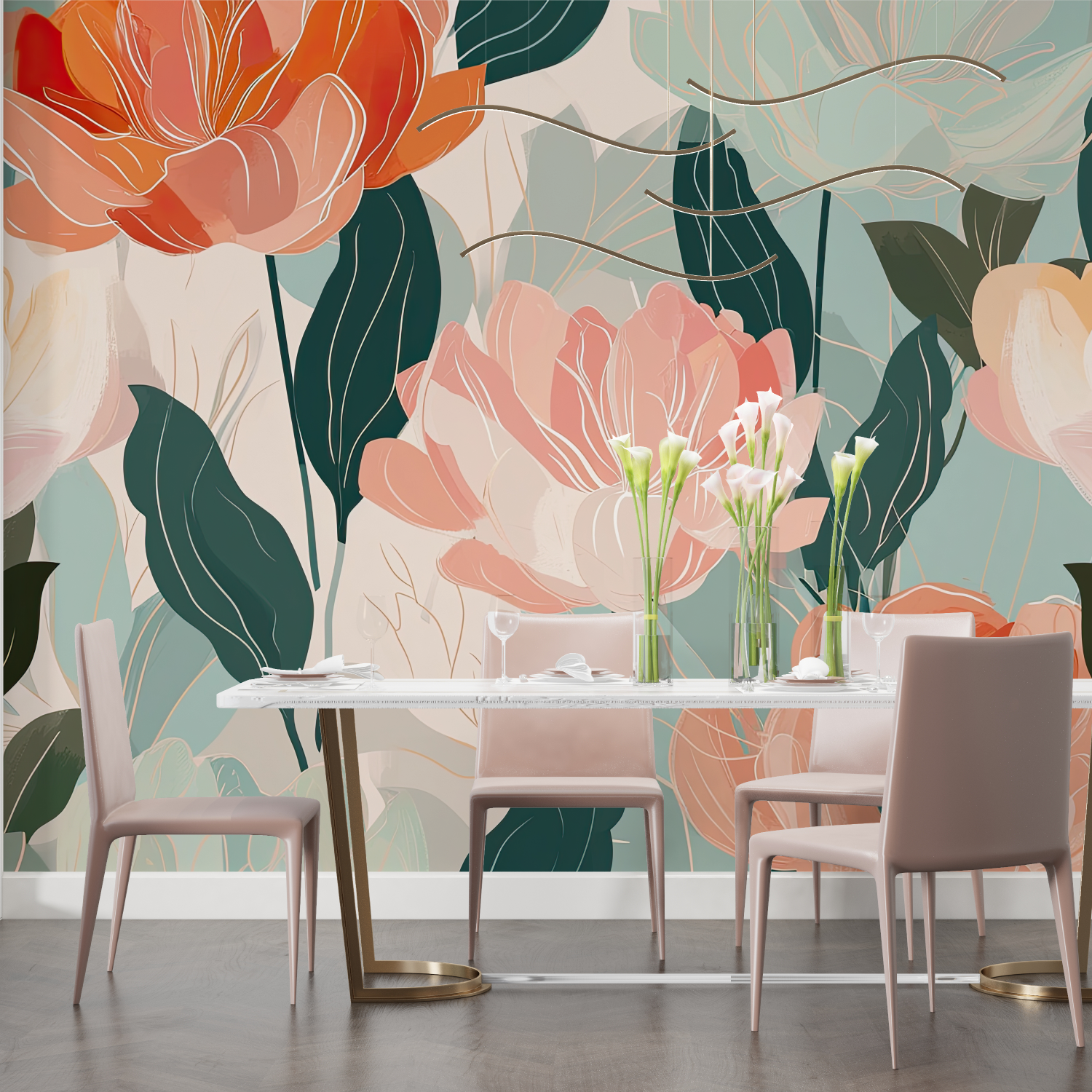 Watercolor Floral Design Wallpaper | Murals Wallpaper