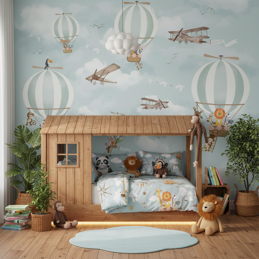 Mural Hot Air Balloon Pattern Wallpaper