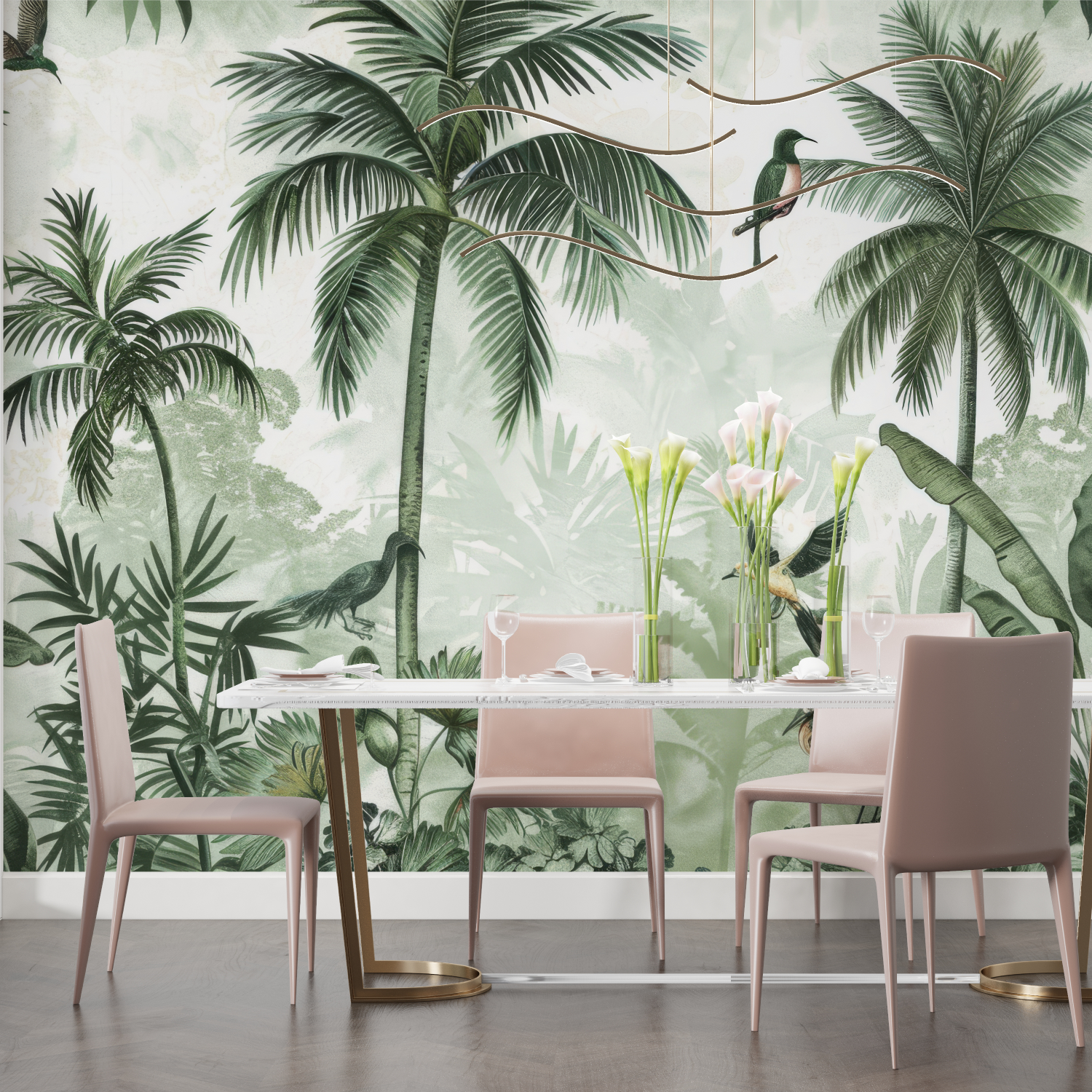 Green Gray Jungle Wallpaper | Murals Wallpaper