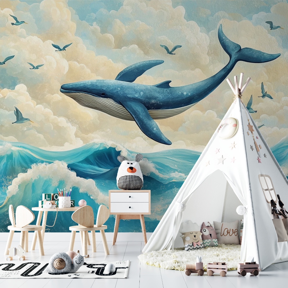 Marine Landscape and Whale Wallpaper | Murals Wallpaper