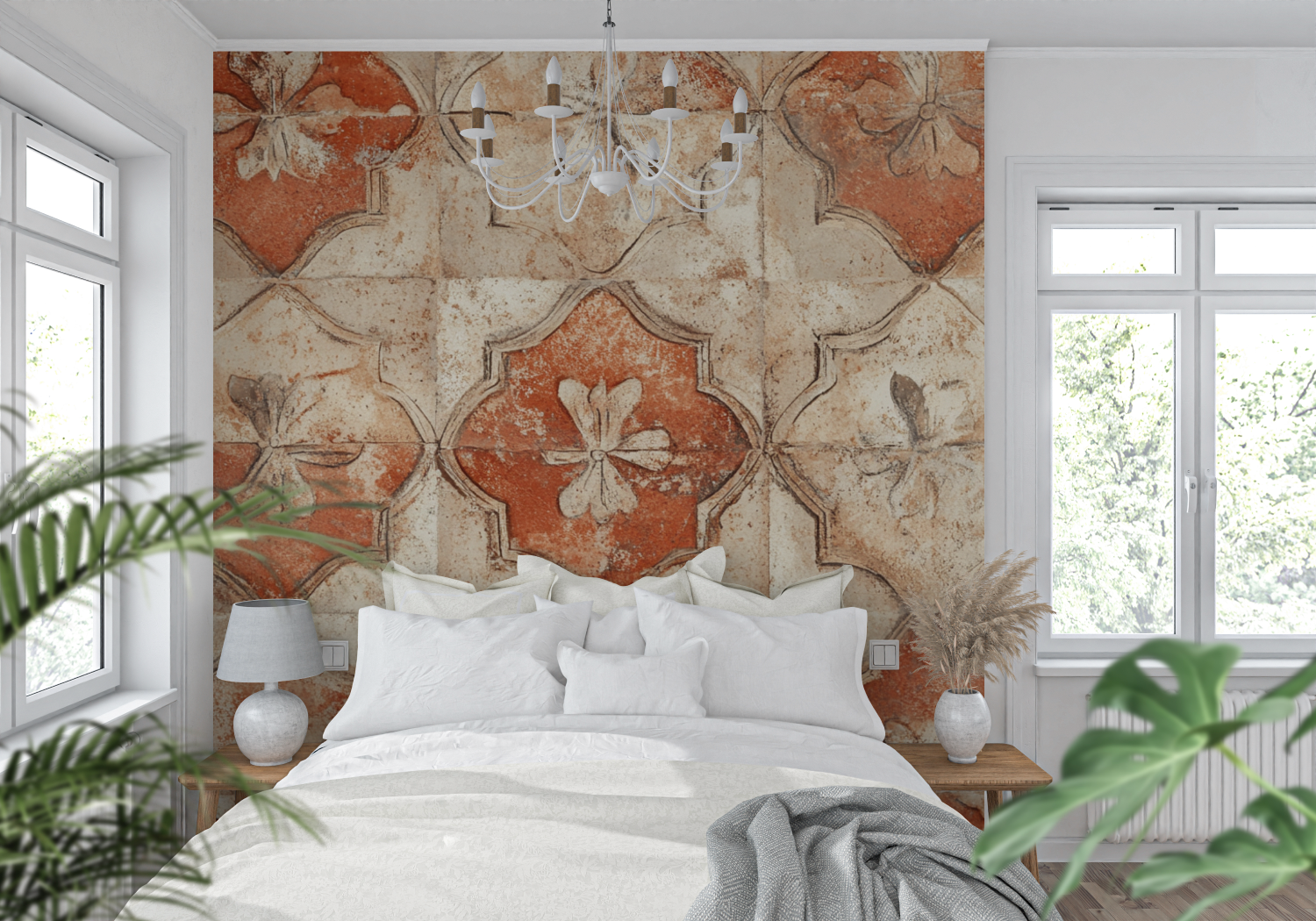 Terracotta Wallpaper and Vintage Tile | Murals Wallpaper